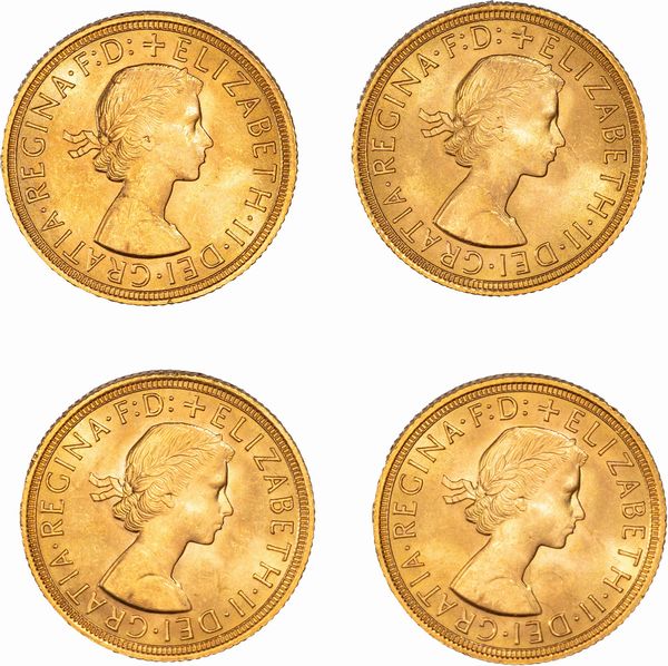 Gran Bretagna, ELIZABETH II, (1952-2022) : Lotto di quattro esemplari del Sovereign  - Asta Numismatica - Associazione Nazionale - Case d'Asta italiane