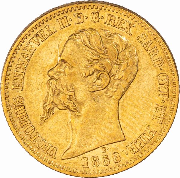 Regno di Sardegna, Vittorio Emanuele II, 20 lire, 1858, Genova  - Asta Numismatica - Associazione Nazionale - Case d'Asta italiane