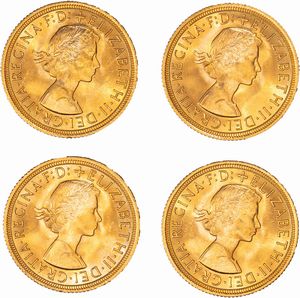 Gran Bretagna, ELIZABETH II, (1952-2022) - Lotto di quattro esemplari del Sovereign
