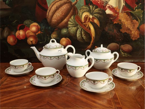 Servizio da t� o caff� lungo in porcellana, Richard Ginori  - Asta Di villa in villa Una collezione di vetri - Associazione Nazionale - Case d'Asta italiane