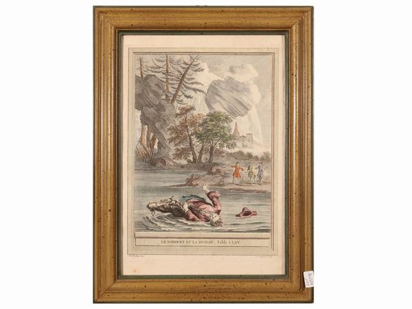 Jean-Baptiste Oudry : Fables di J. de La Fontaine  - Asta Di villa in villa Una collezione di vetri - Associazione Nazionale - Case d'Asta italiane