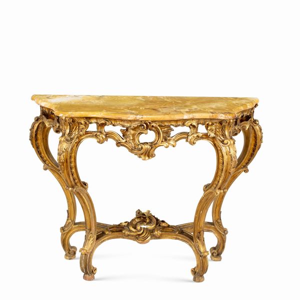 Console in legno dorato ed intagliato  - Asta Dipinti Antichi e del XIX Secolo Arredi e Sculture - Associazione Nazionale - Case d'Asta italiane