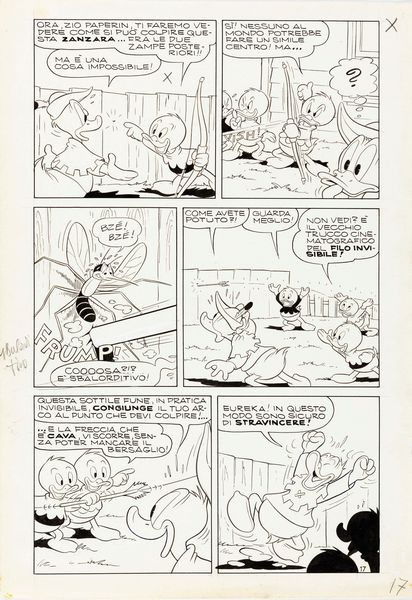 Romano Scarpa : La leggenda di Paperin Hood  - Asta Fumetti: Tavole e Illustrazioni Originali - Associazione Nazionale - Case d'Asta italiane