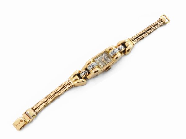 Orologio da polso per donna Novorex in oro giallo e platino con diamanti  - Asta Gioielli e Orologi - Associazione Nazionale - Case d'Asta italiane