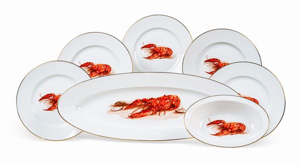 Servizio per aragosta<BR>Doccia, Manifattura Richard Ginori, seconda metà del XX secolo<BR>  - Asta L'Art de la Table - Associazione Nazionale - Case d'Asta italiane
