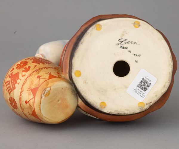 Ovidio Borione : Lenci, Torino 1940 ca Sarda con vaso  - Asta Ceramiche Italiane ed Europee del '900 - Associazione Nazionale - Case d'Asta italiane