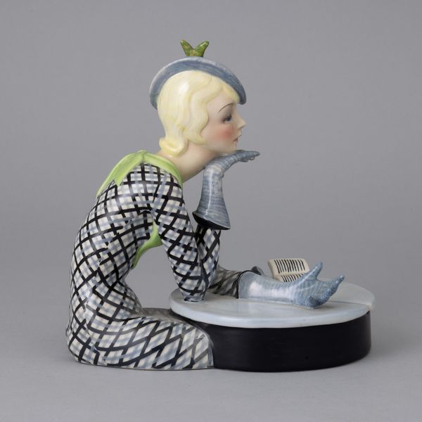 Helen König Scavini : Lenci, Torino 1930 ca Al caff  - Asta Ceramiche Italiane ed Europee del '900 - Associazione Nazionale - Case d'Asta italiane