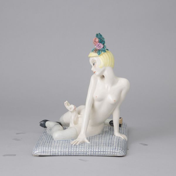 Helen König Scavini : Lenci, Torino 1929 Nuda con coniglio  - Asta Ceramiche Italiane ed Europee del '900 - Associazione Nazionale - Case d'Asta italiane