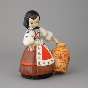 Ovidio Borione : Lenci, Torino 1940 ca Sarda con vaso  - Asta Ceramiche Italiane ed Europee del '900 - Associazione Nazionale - Case d'Asta italiane