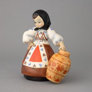 Ovidio Borione : Lenci, Torino 1940 ca Sarda con vaso  - Asta Ceramiche Italiane ed Europee del '900 - Associazione Nazionale - Case d'Asta italiane