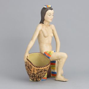 Helen König Scavini : Lenci, Torino 1940 ca Portatrice d�acqua  - Asta Ceramiche Italiane ed Europee del '900 - Associazione Nazionale - Case d'Asta italiane