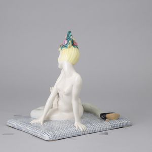 Helen König Scavini : Lenci, Torino 1929 Nuda con coniglio  - Asta Ceramiche Italiane ed Europee del '900 - Associazione Nazionale - Case d'Asta italiane