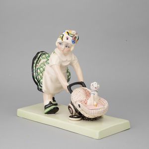 Sandro Vacchetti : Essevi, Torino 1940 ca La bambinaia  - Asta Ceramiche Italiane ed Europee del '900 - Associazione Nazionale - Case d'Asta italiane