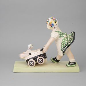 Sandro Vacchetti : Essevi, Torino 1940 ca La bambinaia  - Asta Ceramiche Italiane ed Europee del '900 - Associazione Nazionale - Case d'Asta italiane