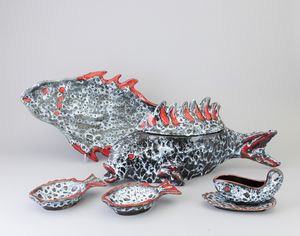 Auguste Luc Lucchesi : Vallauris, Francia 1950 ca  - Asta Ceramiche Italiane ed Europee del '900 - Associazione Nazionale - Case d'Asta italiane