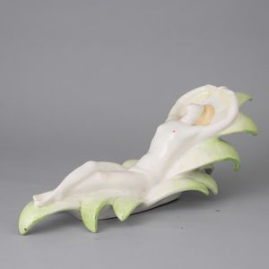 Giovanni Grande : Lenci, Torino 1930 ca Nuda su foglia  - Asta Ceramiche Italiane ed Europee del '900 - Associazione Nazionale - Case d'Asta italiane