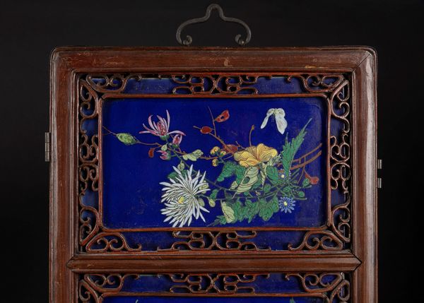 Coppia di Panneli in legno con placche in porcellana Qianjiang  - Asta Arte Orientale  - Associazione Nazionale - Case d'Asta italiane