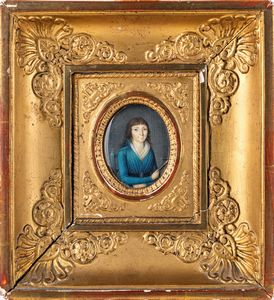 Miniaturista del XIX secolo - Giovane donna con ventaglio