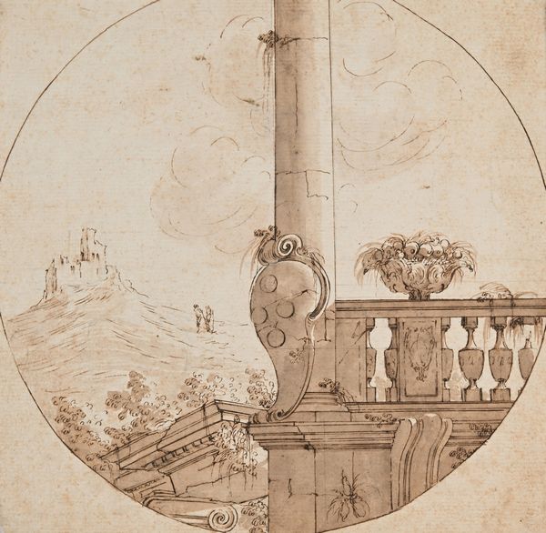 Scuola fiorentina del XVIII secolo : Studi di paesaggi e architetture  - Asta Disegni antichi - Associazione Nazionale - Case d'Asta italiane