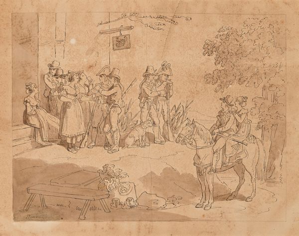 Bartolomeo Pinelli : Donne e soldati all'osteria  - Asta Disegni antichi - Associazione Nazionale - Case d'Asta italiane