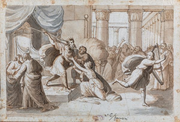 Cesare Fracassini : Studio per Saul e Davide  - Asta Disegni antichi - Associazione Nazionale - Case d'Asta italiane