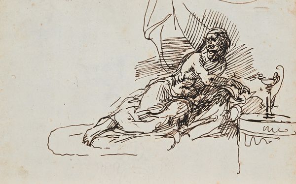 LUIGI SABATELLI : Studio di anziana distesa  - Asta Disegni antichi - Associazione Nazionale - Case d'Asta italiane