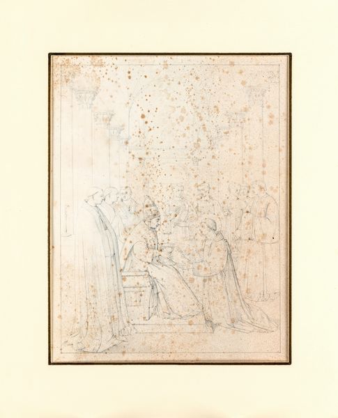 Pittore nazareno del XIX secolo : Consacrazione di San Lorenzo Diacono da parte di Sisto II, da Beato Angelico e Benozzo Gozzoli nella cappella Niccolina del Palazzo del Vaticano  - Asta Disegni antichi - Associazione Nazionale - Case d'Asta italiane