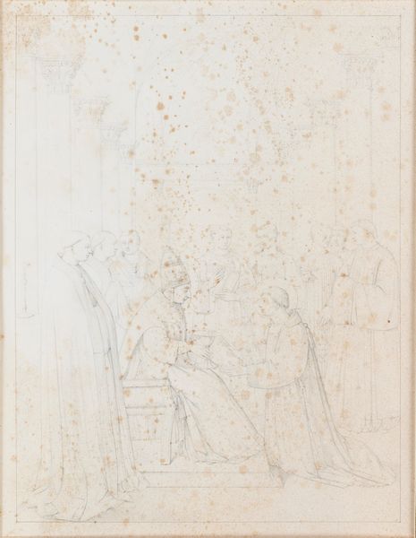 Pittore nazareno del XIX secolo : Consacrazione di San Lorenzo Diacono da parte di Sisto II, da Beato Angelico e Benozzo Gozzoli nella cappella Niccolina del Palazzo del Vaticano  - Asta Disegni antichi - Associazione Nazionale - Case d'Asta italiane