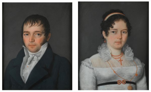 Joseph Petitot : a) Nobildonna con parure di corallo  b) Gentiluomo con cravatta bianca  - Asta Disegni antichi - Associazione Nazionale - Case d'Asta italiane