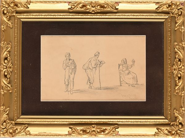 Achille Vianelli : Studio di figure  - Asta Disegni antichi - Associazione Nazionale - Case d'Asta italiane