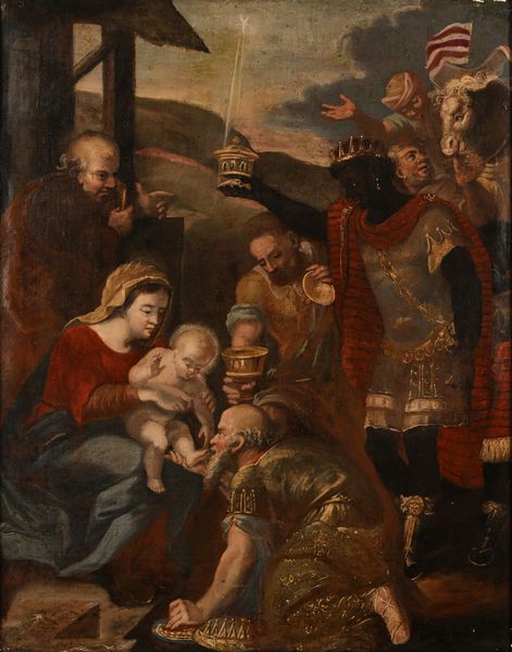 Scuola Veneto Cretese XVII secolo : Adorazione dei Magi  - Asta Disegni antichi - Associazione Nazionale - Case d'Asta italiane