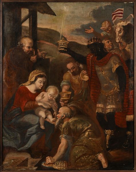 Scuola Veneto Cretese XVII secolo : Adorazione dei Magi  - Asta Disegni antichi - Associazione Nazionale - Case d'Asta italiane