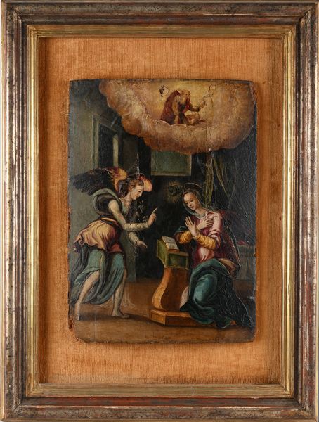 Scuola italiana del XVI secolo : Maestro del XVI secolo - Annunciazione  - Asta Disegni antichi - Associazione Nazionale - Case d'Asta italiane