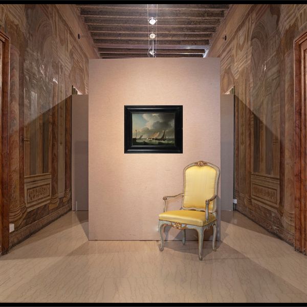 Willem van de Velde il Giovane, Ambito di : Marina con barche  - Asta Disegni antichi - Associazione Nazionale - Case d'Asta italiane