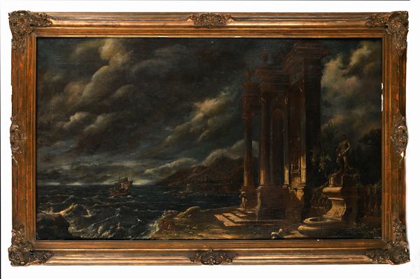 Bartolomeo Pedon, Attribuito a : Tempesta marina con rovine classiche  - Asta Disegni antichi - Associazione Nazionale - Case d'Asta italiane