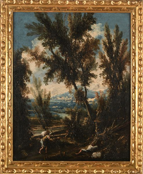 Antonio Francesco Peruzzini : Paesaggio con viandanti  - Asta Disegni antichi - Associazione Nazionale - Case d'Asta italiane