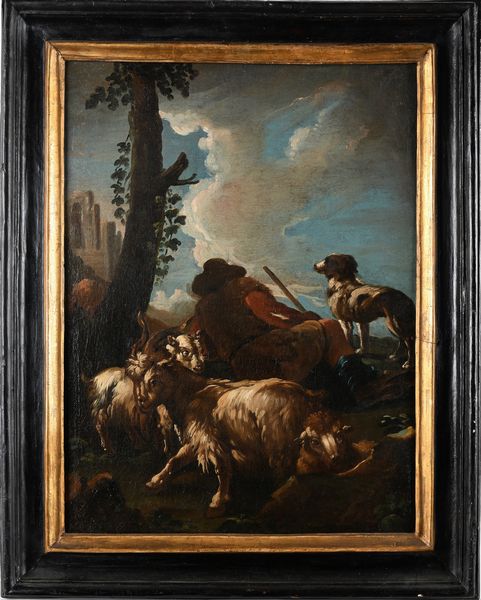 Philipp Peter Roos : Coppia di paesaggi con pastori e armenti  - Asta Disegni antichi - Associazione Nazionale - Case d'Asta italiane