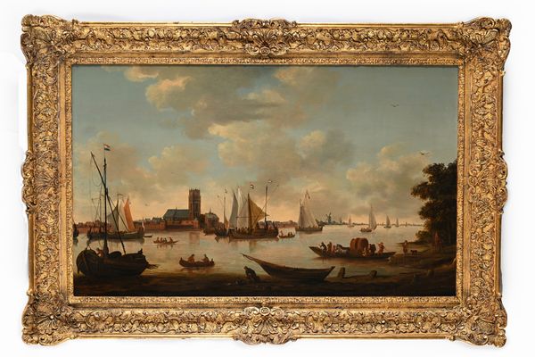Hendrick De Meyer I : Vista di Dordrecht dal fiume Maas  - Asta Disegni antichi - Associazione Nazionale - Case d'Asta italiane