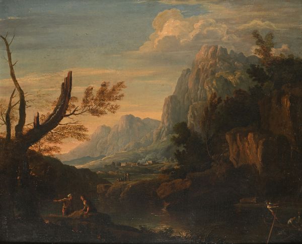 Scuola romana del XVIII secolo : Paesaggio arcadico  - Asta Disegni antichi - Associazione Nazionale - Case d'Asta italiane