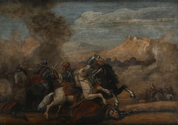 Scuola italiana del XVIII secolo : Coppia di battaglie  - Asta Disegni antichi - Associazione Nazionale - Case d'Asta italiane