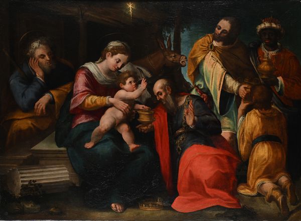 Scuola fiamminga del XVIII secolo : Adorazione dei Magi  - Asta Disegni antichi - Associazione Nazionale - Case d'Asta italiane