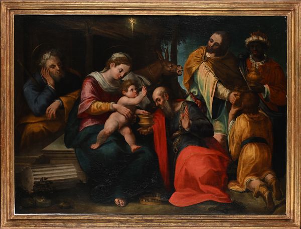 Scuola fiamminga del XVIII secolo : Adorazione dei Magi  - Asta Disegni antichi - Associazione Nazionale - Case d'Asta italiane