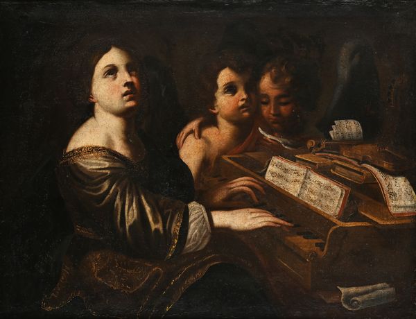SCUOLA ROMANA DEL XVII SECOLO : Santa Cecilia  - Asta Disegni antichi - Associazione Nazionale - Case d'Asta italiane