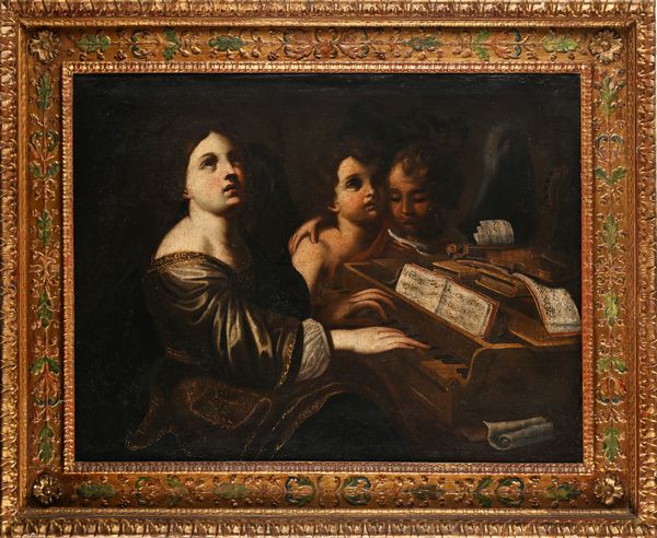 SCUOLA ROMANA DEL XVII SECOLO : Santa Cecilia  - Asta Disegni antichi - Associazione Nazionale - Case d'Asta italiane