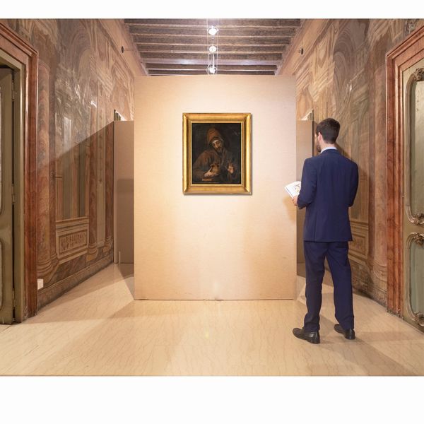 SCUOLA ROMANA DEL XVII SECOLO : San Francesco orante  - Asta Disegni antichi - Associazione Nazionale - Case d'Asta italiane