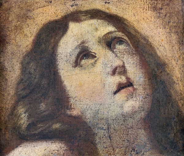 SCUOLA BOLOGNESE DEL XVIII SECOLO : Testa di Santa in estasi  - Asta Disegni antichi - Associazione Nazionale - Case d'Asta italiane