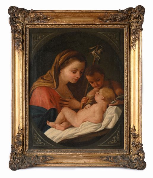 Scuola romana del XVIII secolo : Madonna con Bambino e San Giovannino  - Asta Disegni antichi - Associazione Nazionale - Case d'Asta italiane