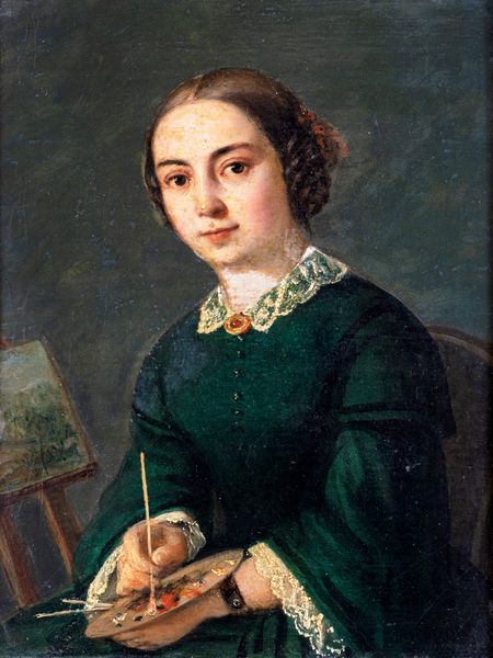 Scuola inglese del XIX secolo : Autoritratto di pittrice  - Asta Disegni antichi - Associazione Nazionale - Case d'Asta italiane