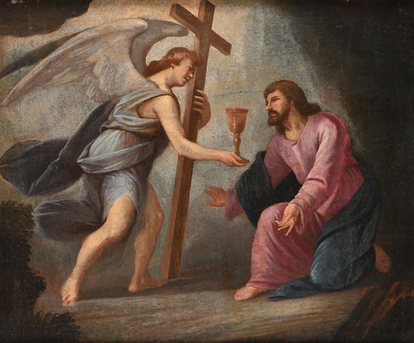SCUOLA ROMANA DEL XVII SECOLO : Cristo con Angelo  - Asta Disegni antichi - Associazione Nazionale - Case d'Asta italiane