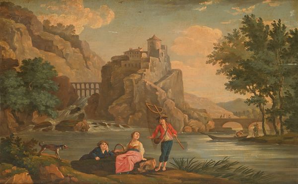 Scuola francese del XIX secolo : Corteggiamento sul lago  - Asta Disegni antichi - Associazione Nazionale - Case d'Asta italiane